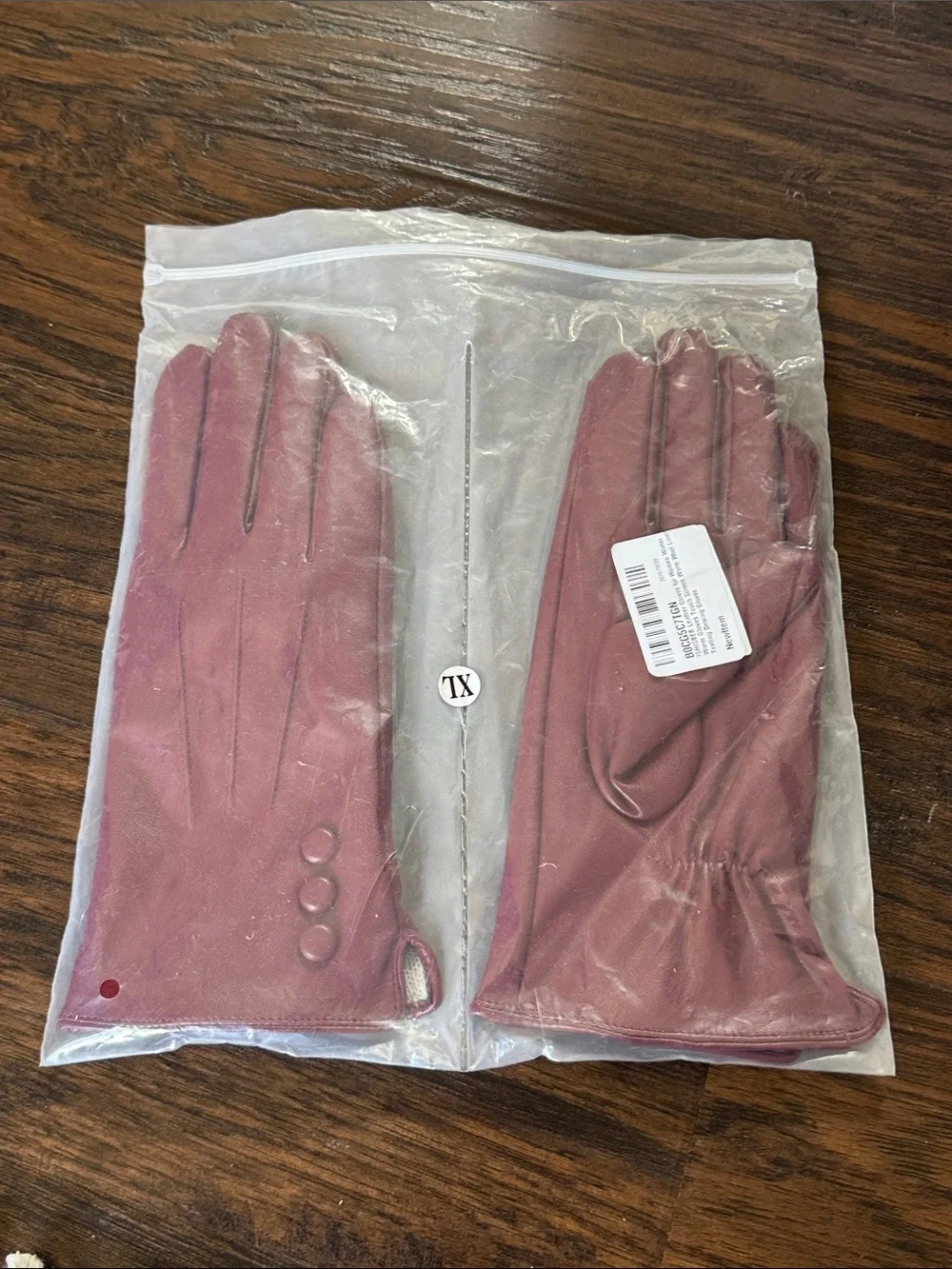 Classic Women's Leather Gloves in Burgundy with Button Detail